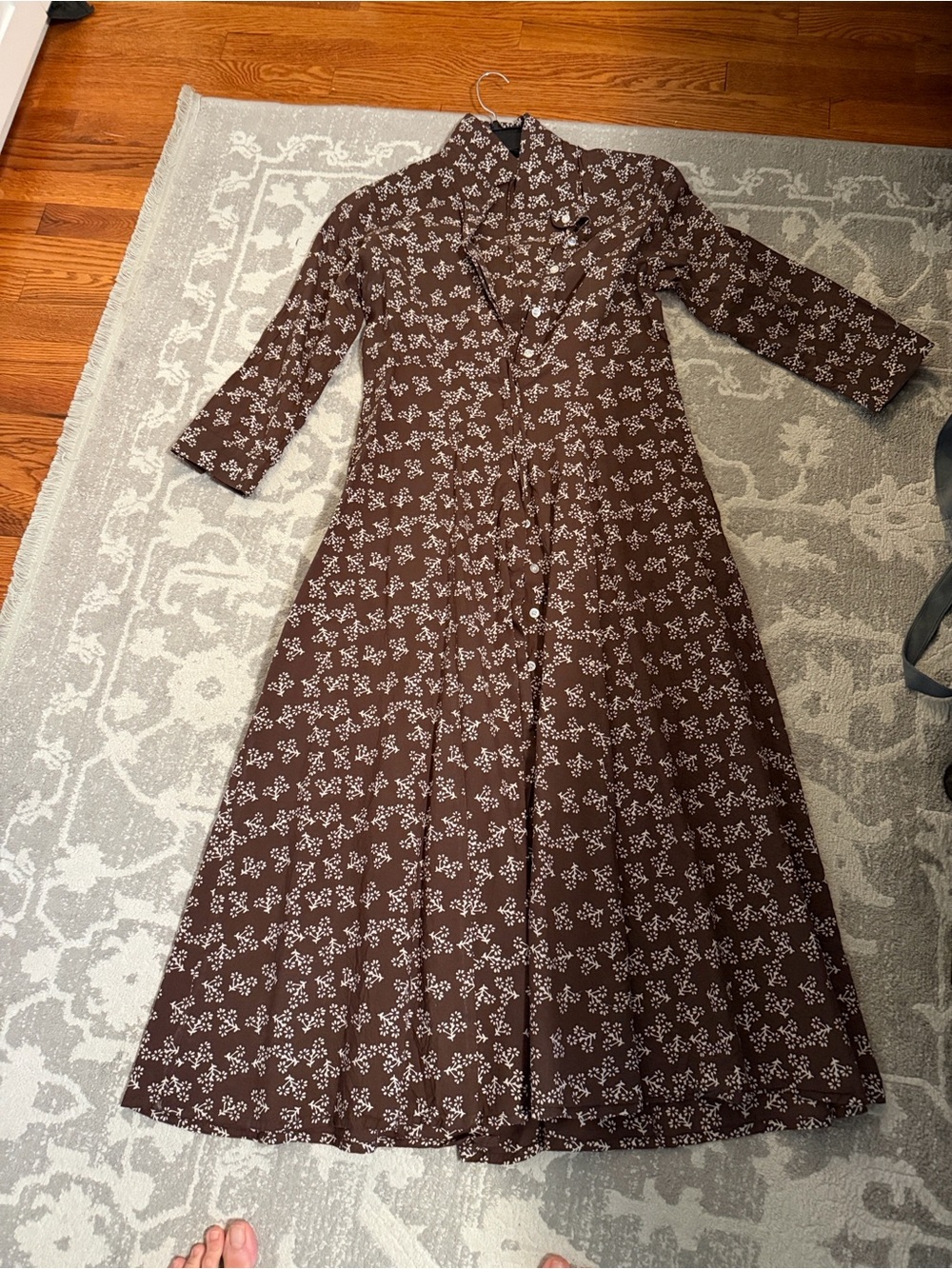 Julia Amory Brown Floral Button-Front Maxi Dress